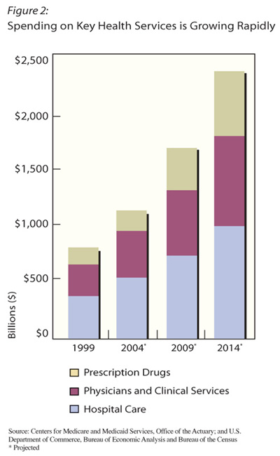 Fig. 2 graph showing rapid growth of spending on key health services