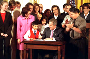 President Bush signs Executive Order 13230 establishing the Advisory Commission on Educational Excellence for Hispanic Americans.