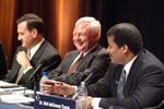 A little levity for, from left: Paul Spudis, Chairman Aldridge, and Neil Tyson