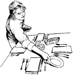 A Woman Setting the Dinner Table