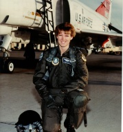 Eileen Collins in Front of Plane